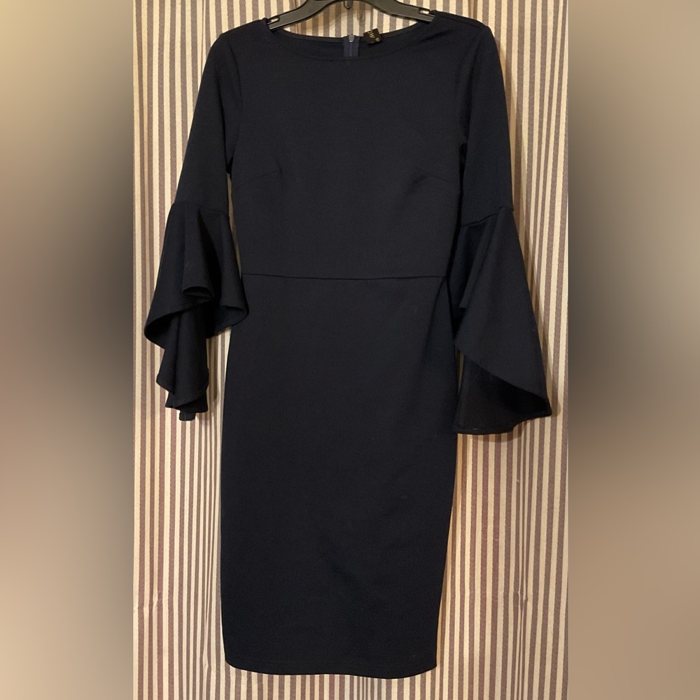 Chic Navy Flare Sleeve Dress